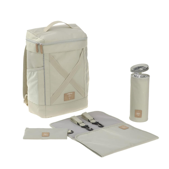 LÄSSIG Baby Wickelrucksack Wickeltasche Rucksack mit Wickelunterlage, Kinderwagenbefestigung, Flasch