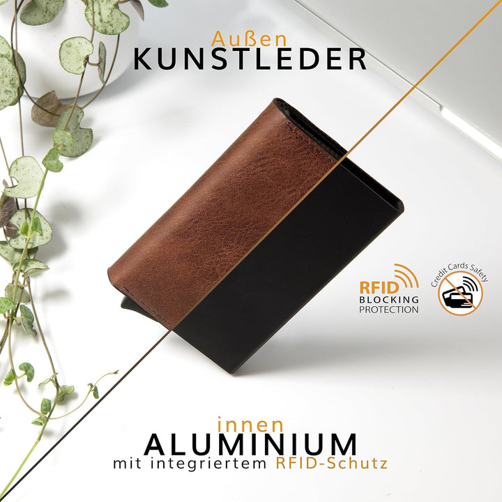 GUGGIARI® Kreditkartenetui - Kartenetui mit Münzfach/Kartenhalter mit Magnetverschluss - Aluminium R