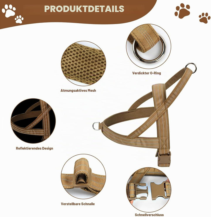 Hundegeschirr, Anti-Zug Geschirr Reflektierende Hundegeschirr für Mittlere Grosse Hunde, Verstellbar
