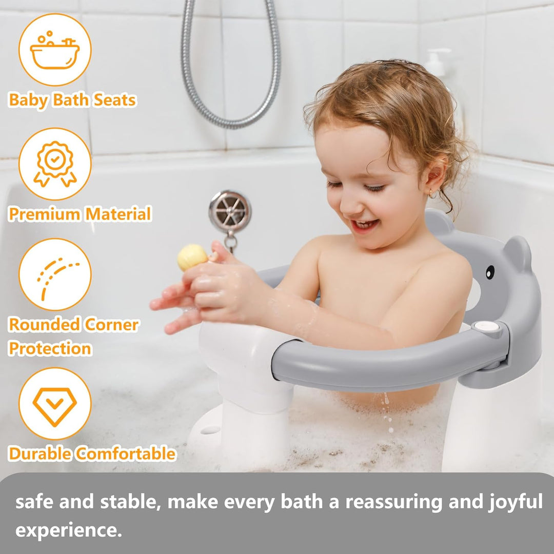 Badewannensitz Baby ab 6-24 Monate, Rutschfester Baby Badewannensessel mit 4 Starken Saugnäpfen und