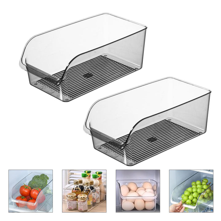 2PCS Mittel Kühlschrank Organizer - Lebensmittelqualität Crisper, BPA frei Clear Organizer für Küche