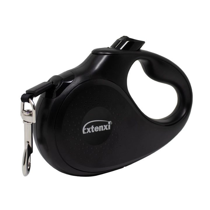 ICA Hundeleine, einziehbar, bis 12 kg, Länge 3 m, ergonomischer und sicherer Griff (Schwarz, XS) Sch