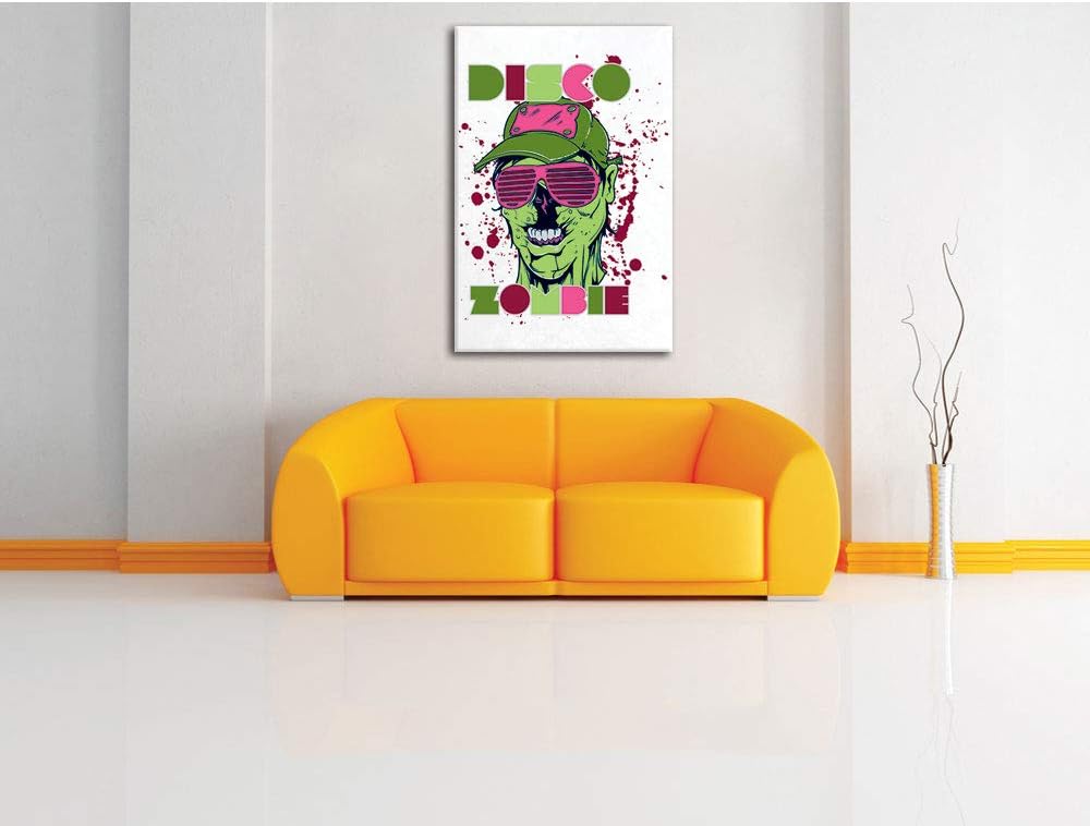 Disco Zombie white Leinwandbild Bild auf Leinwand, XXL riesige Bilder fertig gerahmt mit Keilrahmen,