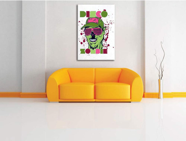 Disco Zombie white Leinwandbild Bild auf Leinwand, XXL riesige Bilder fertig gerahmt mit Keilrahmen,