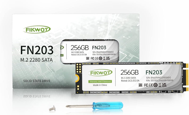 Fikwot FN203 256GB M.2 SATA SSD - SLC Cache 3D NAND TLC SATA III 6Gb/s M.2 2280 NGFF Internal Solid