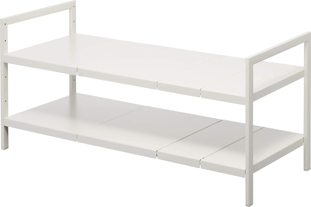 Yamazaki 4948 TOWER Ausziehbarer Organizer mit 2 Ebenen, weiss, Stahl, Minimalistisches Design