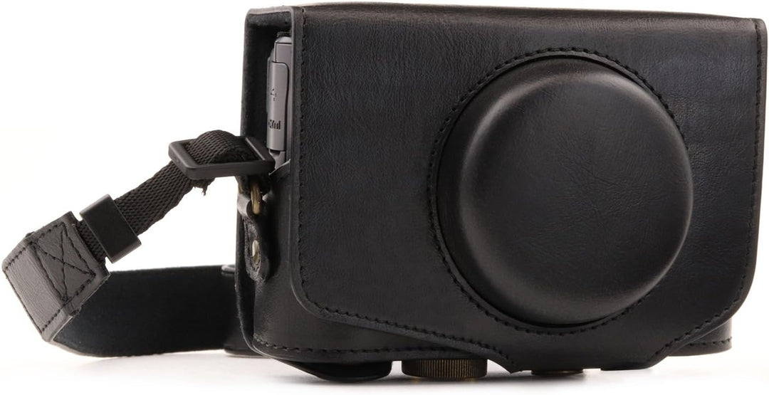 MegaGear MG1173 Canon PowerShot SX740 HS, SX730 HS Ever Ready Leder Kameratasche - Schwarz, Schwarz