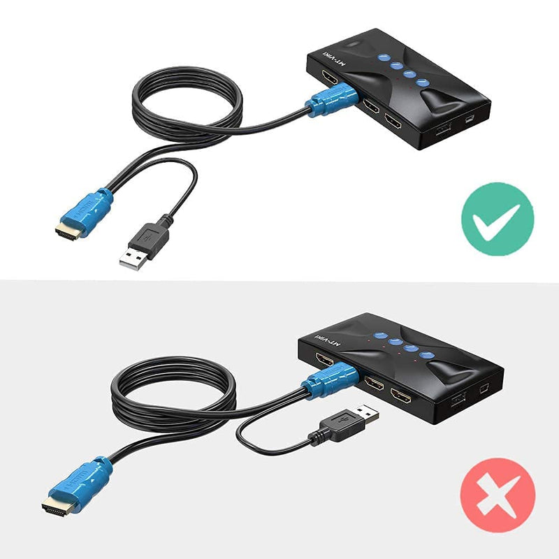 MT-VIKI KVM Switch HDMI 4 Port 4K 4 PC 1 Monitor unterstützt Tastatur, Maus und Lautsprecher 4K@30Hz