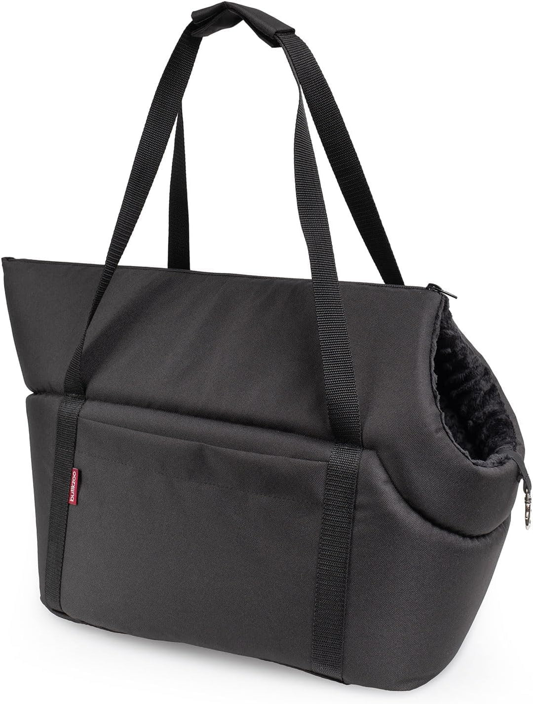 BOUTIQUE ZOO Hundetasche - Schwarz Schwarz/Minky, M bis 10 kg - Tragetasche für kleinen und mittlere