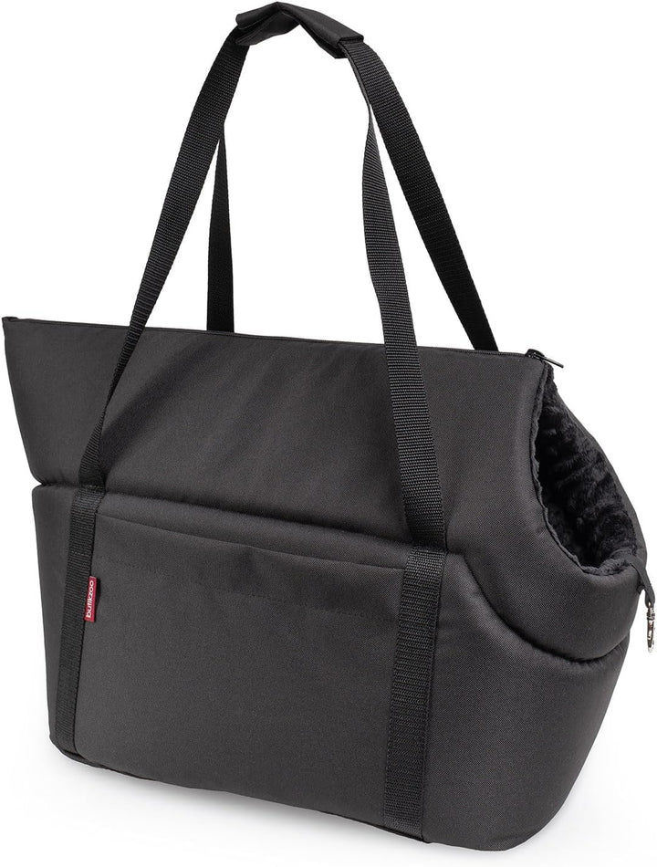 BOUTIQUE ZOO Hundetasche - Schwarz Schwarz/Minky, M bis 10 kg - Tragetasche für kleinen und mittlere