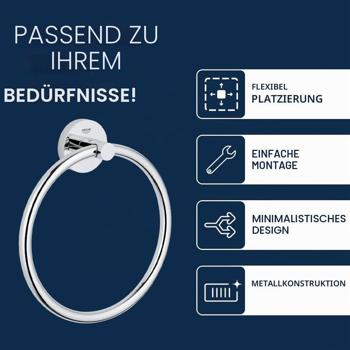 GROHE Essentials - Handtuchring (Material: Metall, verdeckte Befestigung, zum bohren oder kleben), c