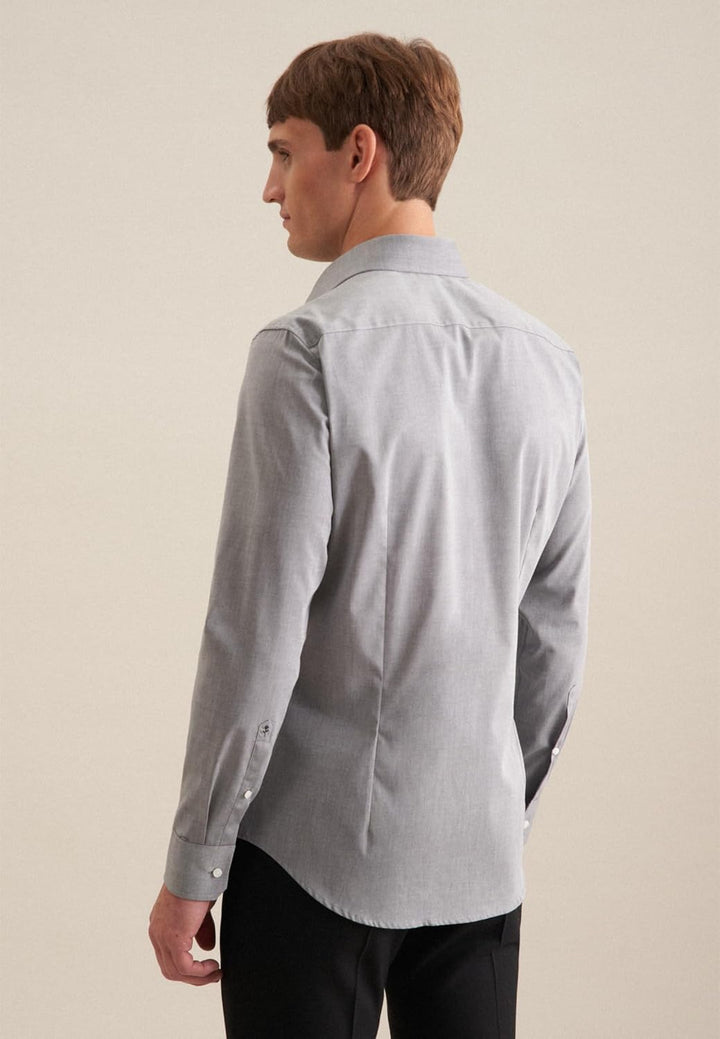 Seidensticker Herren Slim Fit Bügelfrei Business Kent Langarm Businesshemd 42 Dunkelgrau, 42 Dunkelg