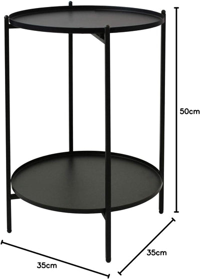 Beistelltisch rund 35cm H50cm Metall Schwarz Couchtisch Wohnzimmertisch Kaffeetisch