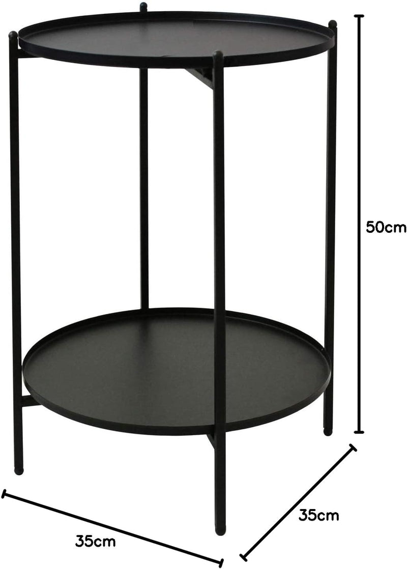 Beistelltisch rund 35cm H50cm Metall Schwarz Couchtisch Wohnzimmertisch Kaffeetisch