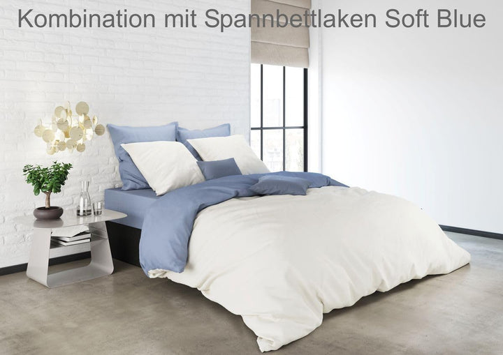 MISTRAL HOME Uni Einfarbig Wende Bettwäsche Edel Perkal 100% Ägyptische Baumwolle, Farbe:Pristine-So