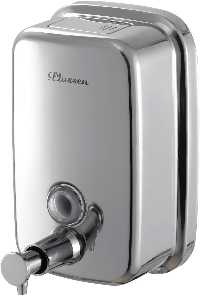 PLUSSEN Wall Mounted Soap Dispenser 1000 ml Stainless Steel Soap Dispenser Wall Mounted Hygienic Eas