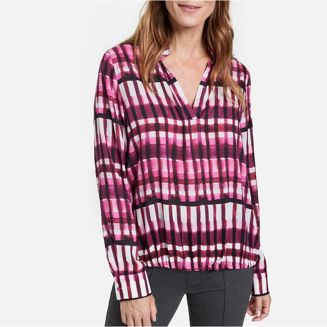 Gerry Weber Damen Bluse 44 Lila/Pink/Ecru/Weiss Druck, 44 Lila/Pink/Ecru/Weiss Druck