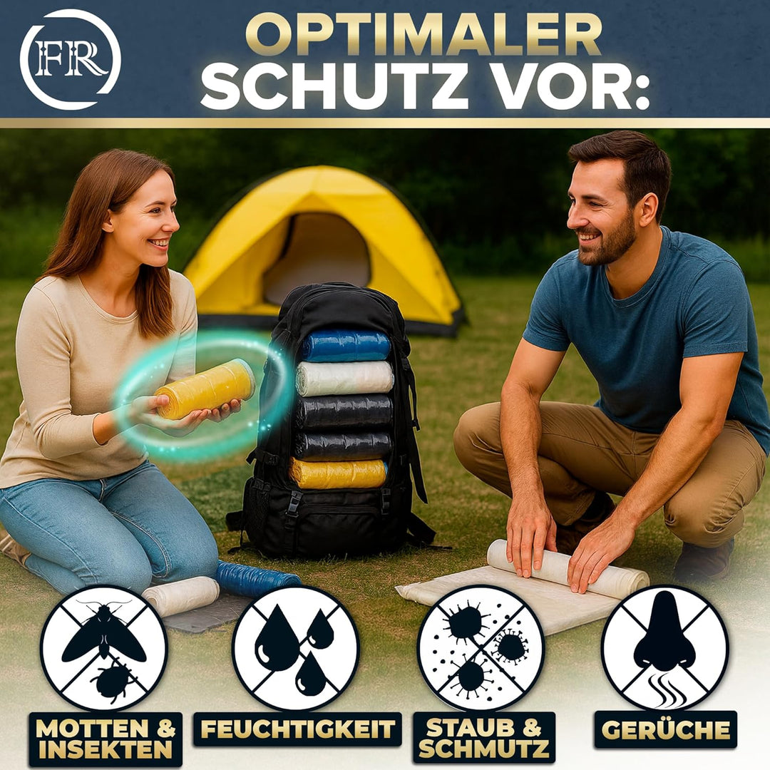 FiRiO Vakuumbeutel Reise zum Rollen I 8 STÜCK I Grösse M: 60x40cm I Vakuumbeutel für Kleidung Reise