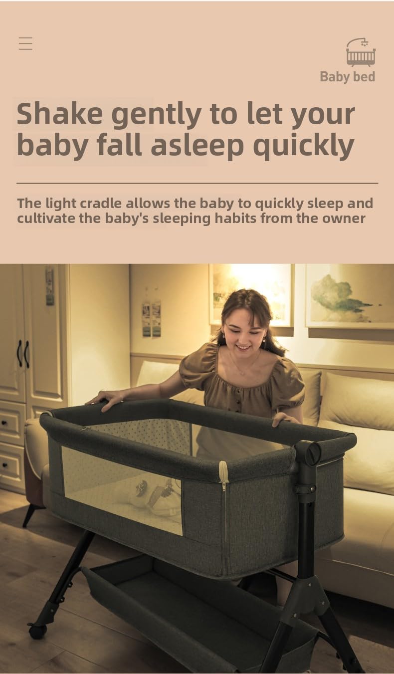 Baby mit Rollen, Faltbar Co-Sleeping Babybett, Convertible Stubenwagen Baby Kleinkind Wiege mit Matr