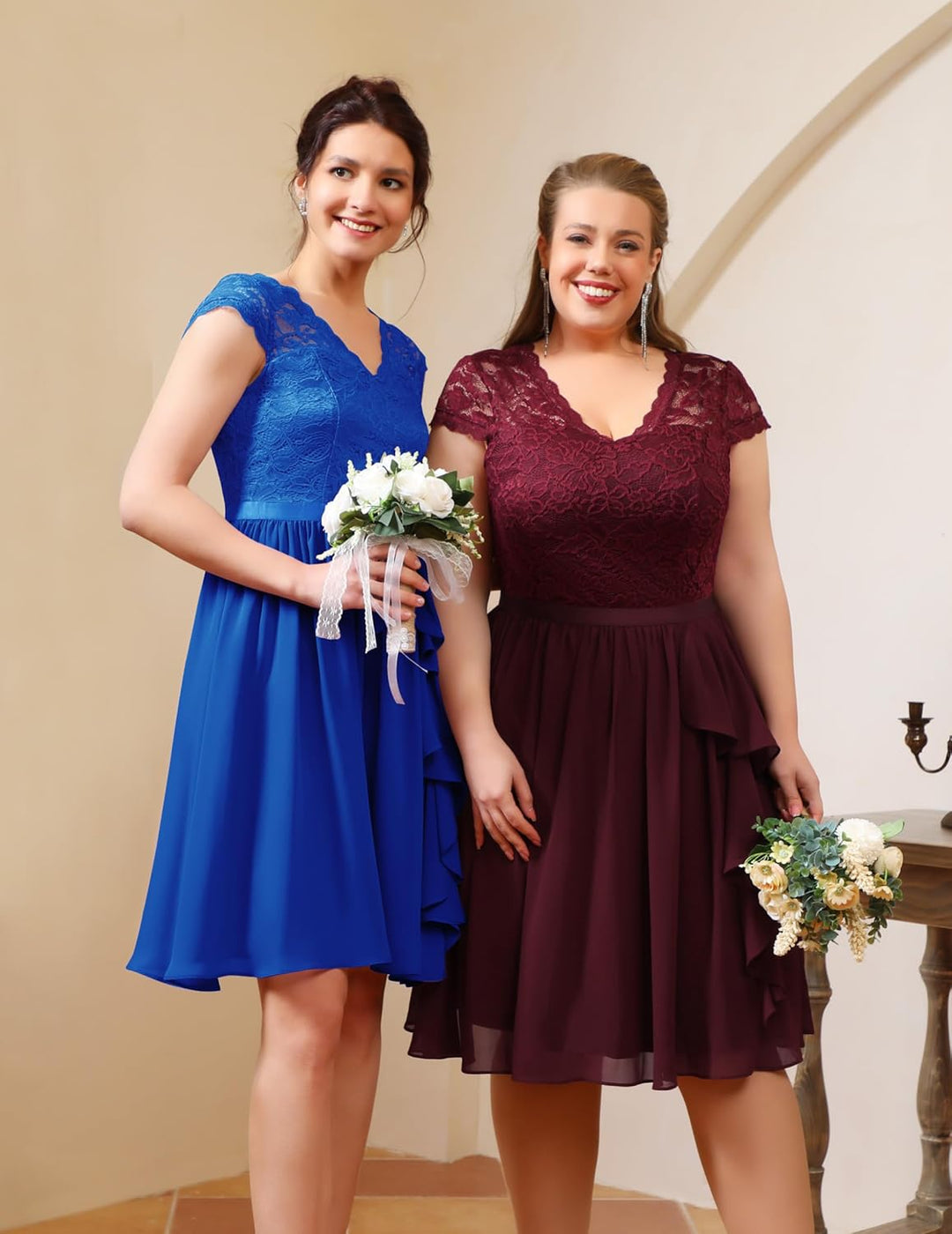 Wedtrend Cocktailkleid Damen Knielang Abendkleid Elegant für Hochzeit Elegant A Linie Rüschenkleid R