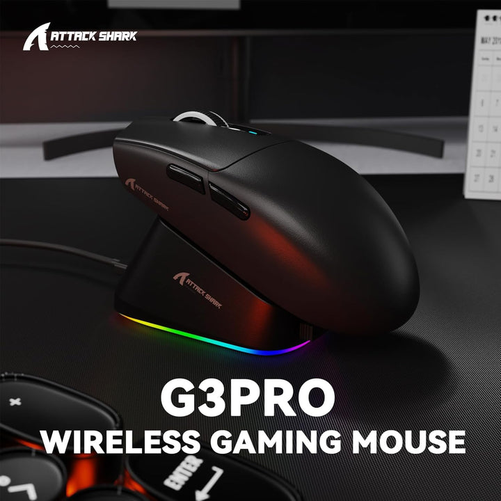 MAMBASNAKE x Attack Shark G3PRO Gaming-Maus mit Magnetischer Ladestation, BT/2.4G Wireless/Kabel, Pi