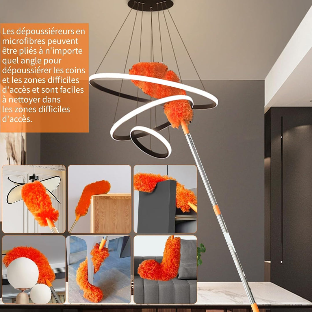 Staubwedel Teleskop 6M, mit Staubwedel Lang Ausziehbar mit 1,5 bis 4,9 m, Teleskop-Reinigungsbürste