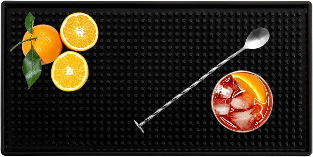Tebery 4 Stück 30x15cm Gummi Bar Mats, 12" X 6" Schwarz Bar Service Spill Mat Trocknen Matte, 4