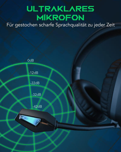 Black Shark Gaming Headset für PC, PS4, PS5, Xbox, Switch, Gaming Kopfhörer mit Ultraklarem Biegsame