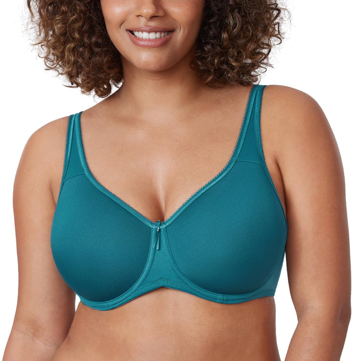 DELIMIRA Damen mit Bügel Nahtlose Vollschalen T-Shirt BH Gepolstert Grosse Grössen 65E Borealis-grün