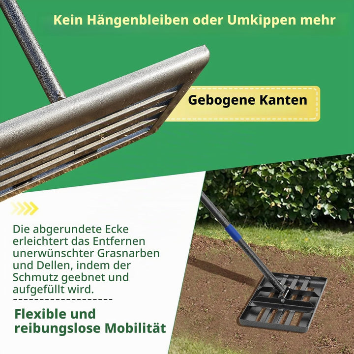 Rasennivellierrechen, 43 x 25 cm Rasen-Nivelliergerät mit kraftsparender gebogener Kante, 6 FT Metal