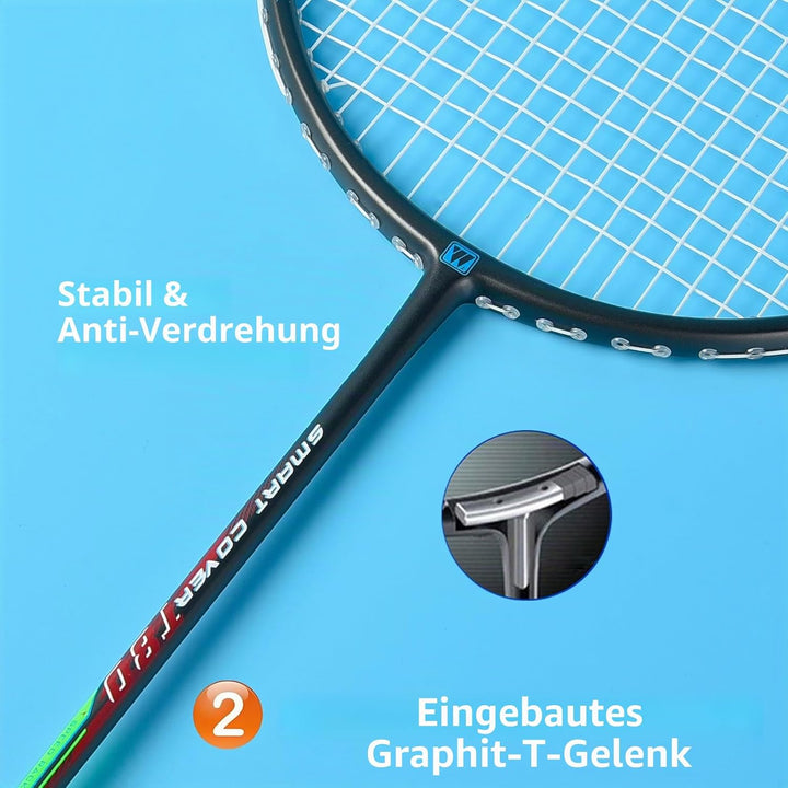 BAIHUALIN WHiZZ Badminton Schläger Set, Leichter Carbon Graphit Badmintonschläger Federball Set für