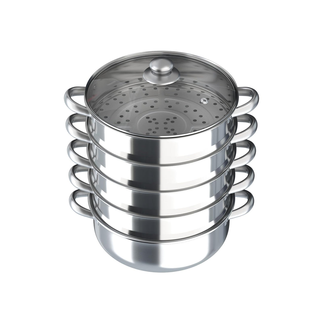 Edelstahl Dampfkocher Kochtopf Set 365x395mm 5 Etagen Dampfgarer 30cm Durchmesser des Topfes Mantowa