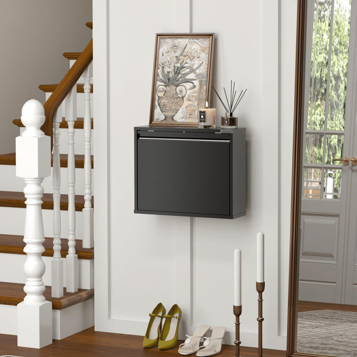 VEEHAUS Schuhregal Schmal Metall Schuhschrank Hoch Schuhkipper mit Magnetische Abdeckung Metall Mont