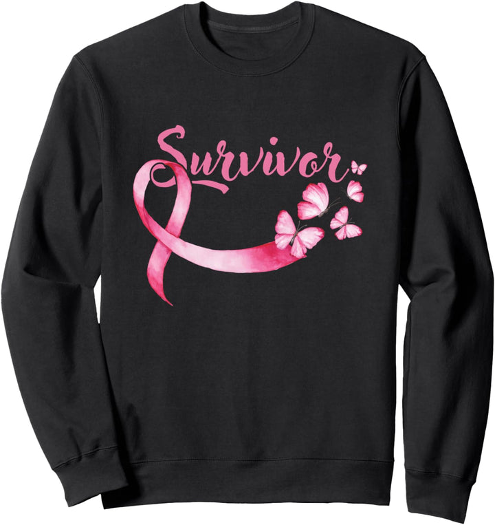 Brustkrebsaufklärung Rosa Schmetterlinge Bandüberlebende Sweatshirt