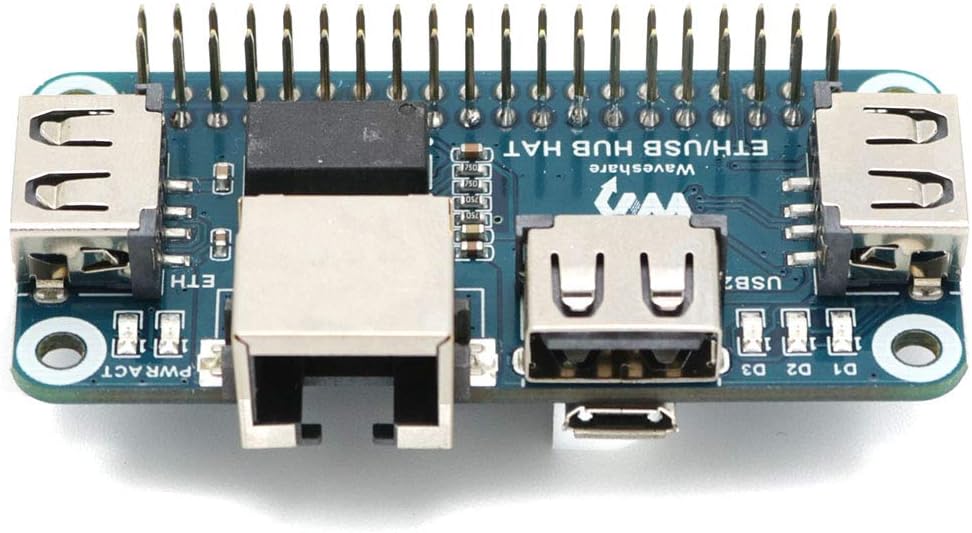 Waveshare Ethernet/USB HUB HAT for Raspberry Pi, 1x RJ45 Ethernet Port Based on RTL8152B Chip, 3X US