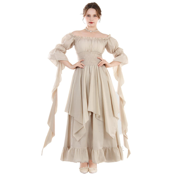 Fiamll Viktorianisches Kleid Renaissance Kostüm Frauen Gothic Hexenkleid Mittelalterliches Hochzeits