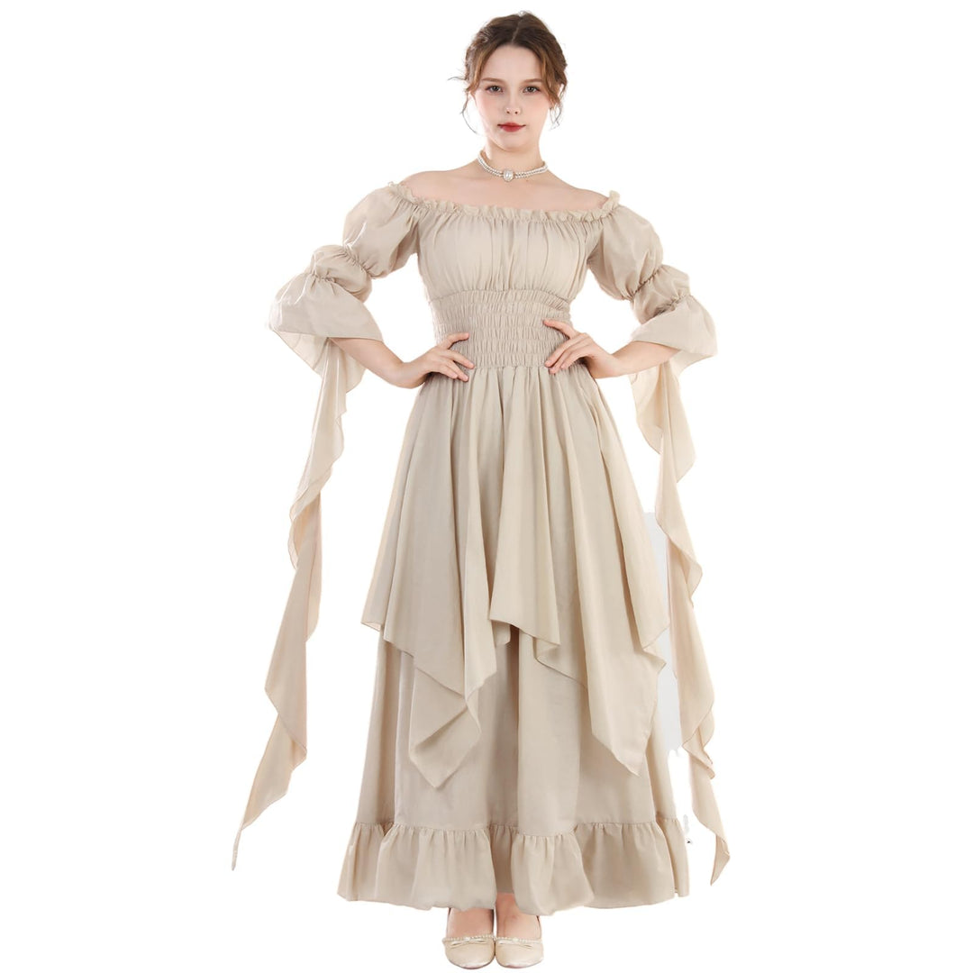 Fiamll Viktorianisches Kleid Renaissance Kostüm Frauen Gothic Hexenkleid Mittelalterliches Hochzeits