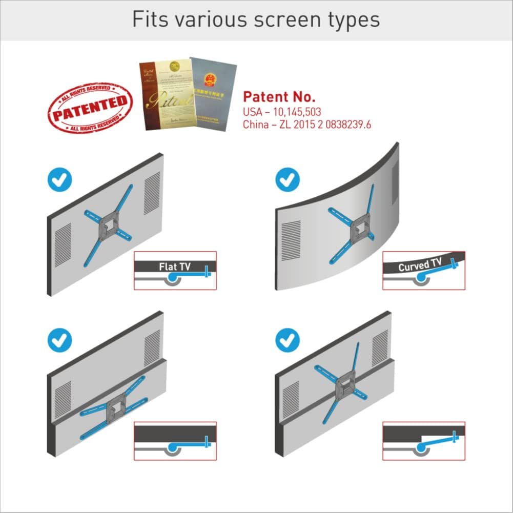 Barkan TV Wandhalterung, 29 - 65 Zoll Schwenkbar / Neigbar / Vollbewegung flach & curved Fernseher T