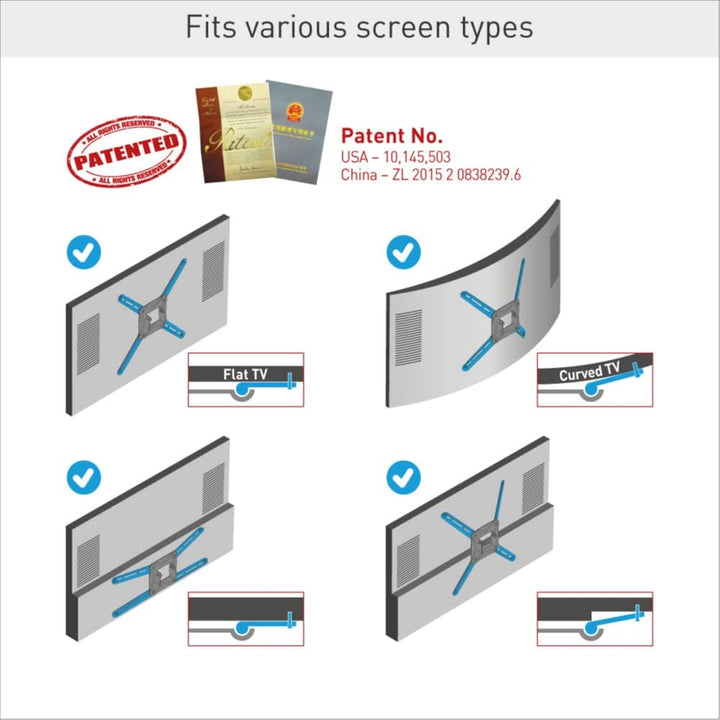 Barkan TV Wandhalterung, 29 - 65 Zoll Schwenkbar / Neigbar / Vollbewegung flach & curved Fernseher T