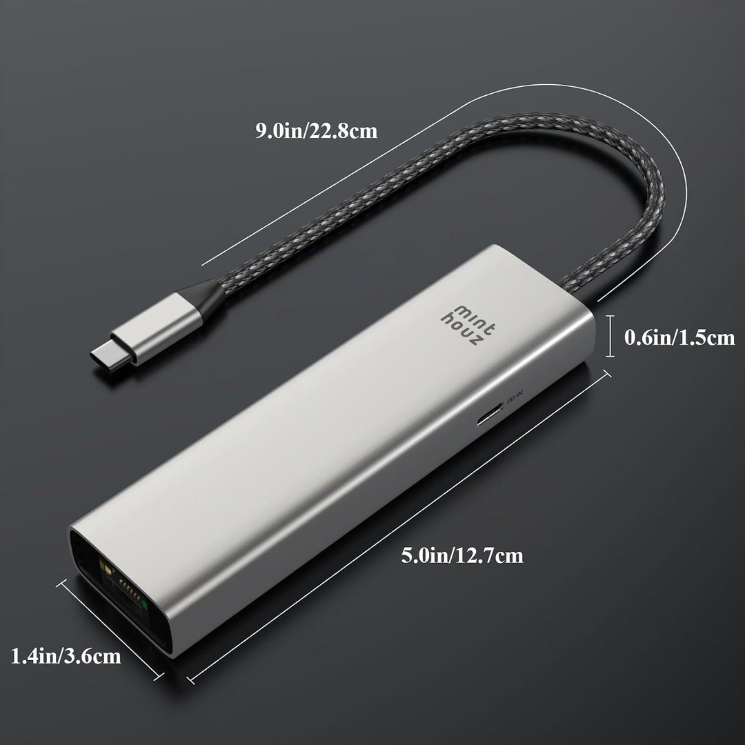Minthouz USB-C-Hub für Dell, HP Lenovo, 6-in-1-Multiport-Adapter, USB-C-zu-HDMI mit 4K@60Hz, 100W PD