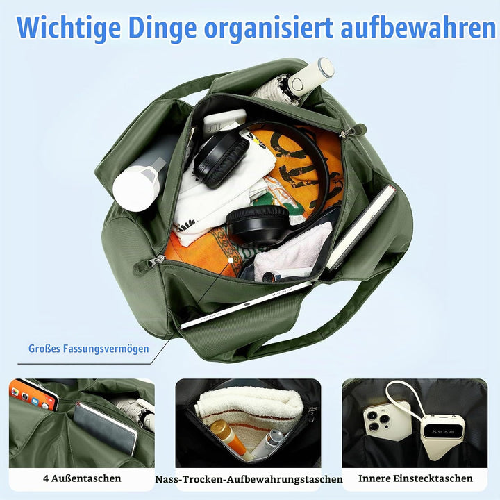 Sporttasche für Damen und Herren mit Schuhfach &amp; Nassfach Weekender Reisetasche Freizeit Handtasche