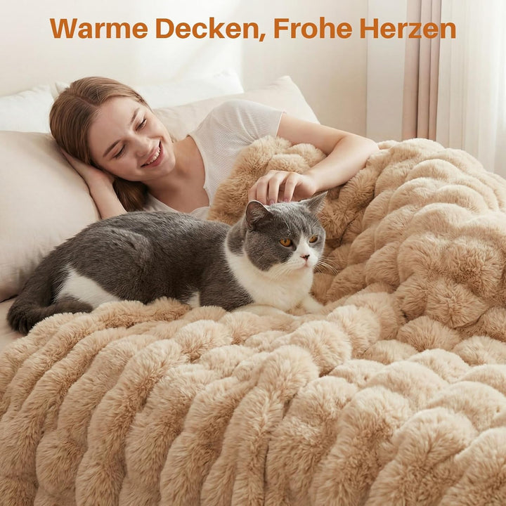 Kuscheldecke Kaninchen Plüsch Decke Super Soft Wohndecke Dick 1000 G/M² Flanell Decke Couchdecke War
