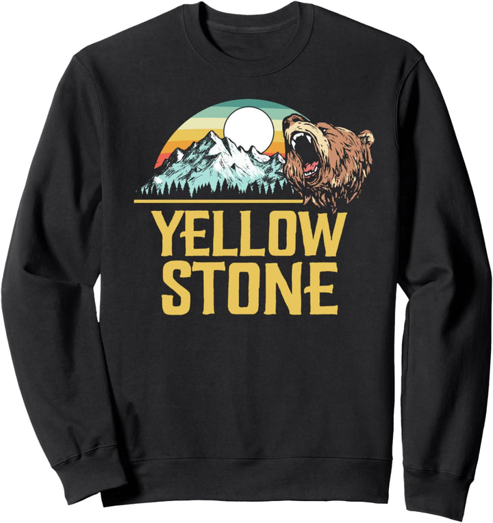 Yellowstone National Park Retro Roaring Grizzly 80's Style Sweatshirt