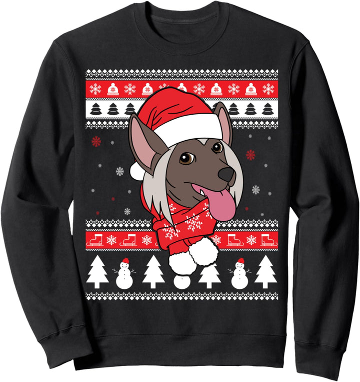 Chinesische Schopfhund Lustiger Hund Hässliche Weihnachten Sweatshirt
