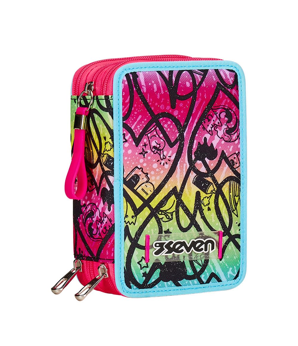 Seven Federmäppchen, Mäppchen, Mehrfarbig, Federtasche für Schreibwaren, Etui komplett mit Bleistift