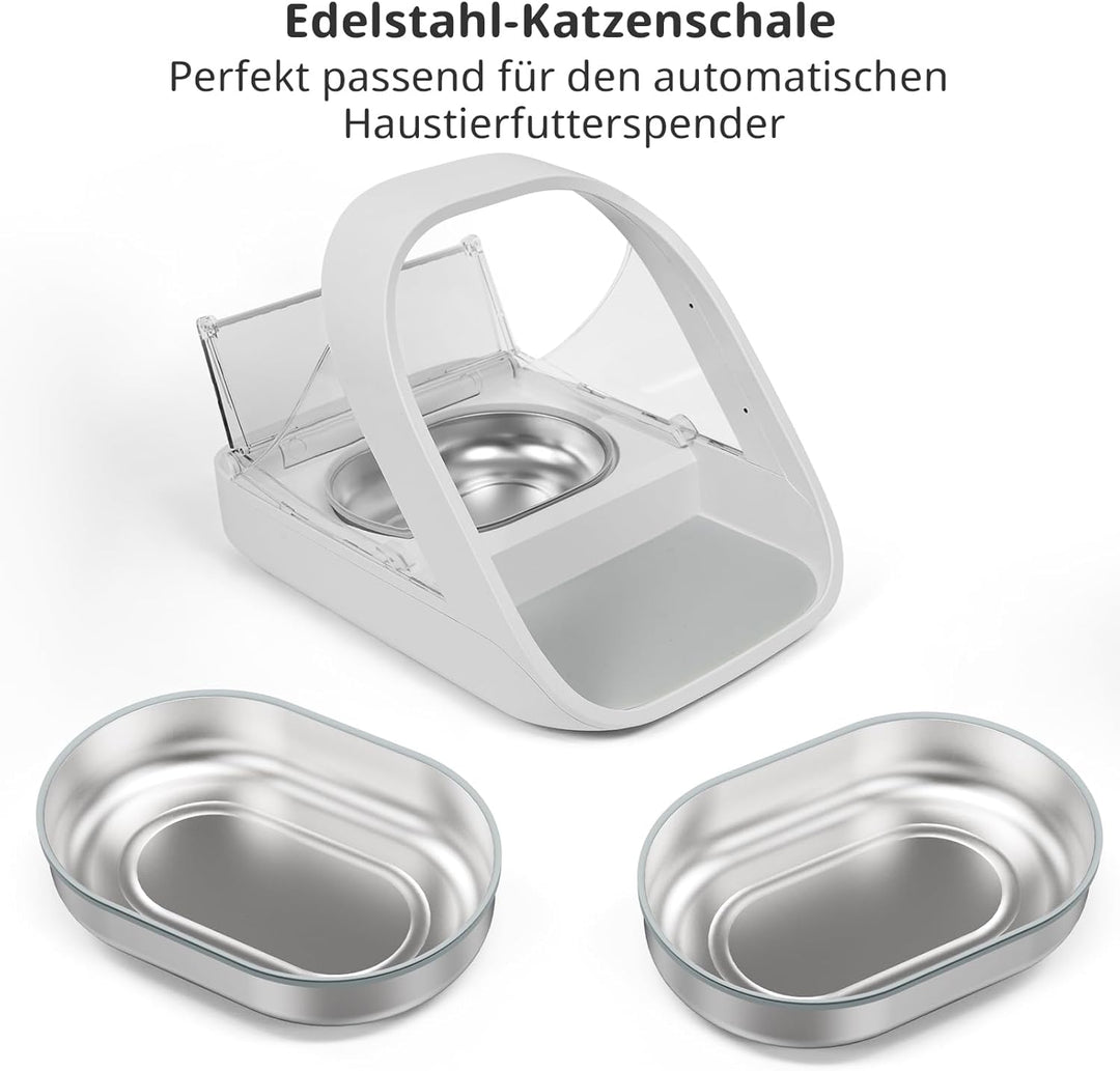 Edelstahlschalen für automatischen Mikrochip-Futterautomat für Haustiere – Dichtungsring-Design zur