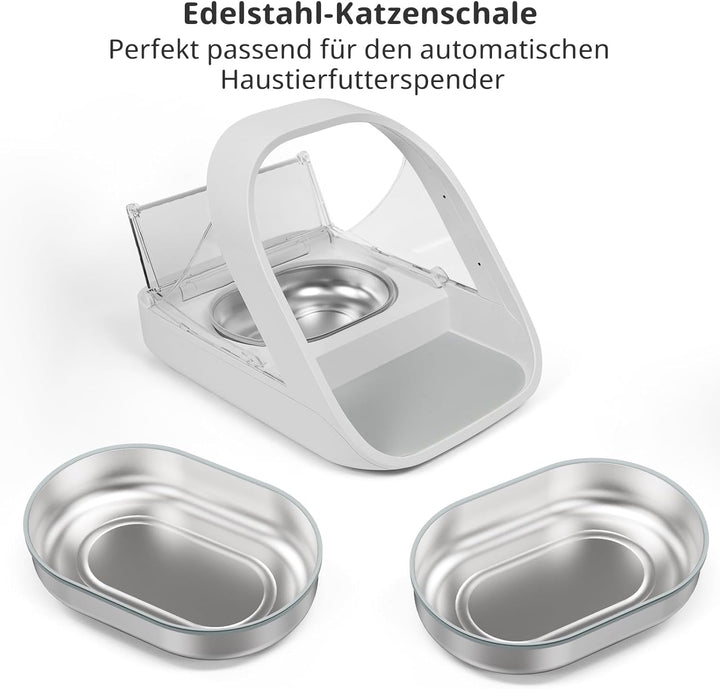 Edelstahlschalen für automatischen Mikrochip-Futterautomat für Haustiere – Dichtungsring-Design zur