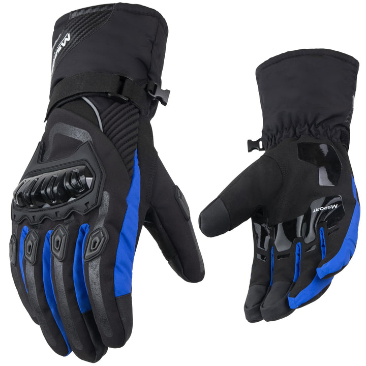 Motorrad Winterhandschuhe 100% wasserdichte Motorradhandschuhe rutschfeste Touchscreen Blau M, Blau