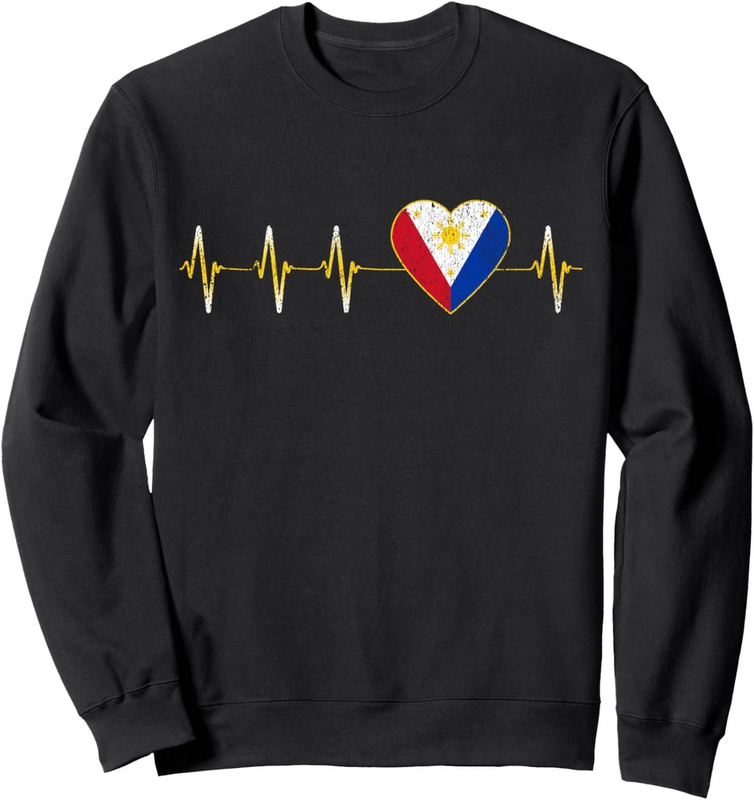 Filipino Herzschlag Ich liebe die Philippinen Flagge Herz Sweatshirt