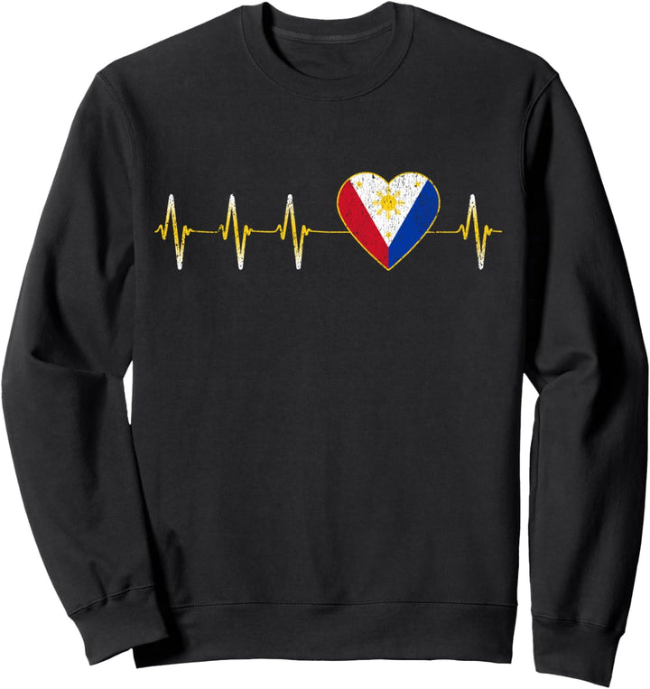 Filipino Herzschlag Ich liebe die Philippinen Flagge Herz Sweatshirt